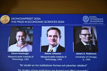 Nobel Economia ad Acemoglu, Johnson e Robinson per studi sulla prosperità