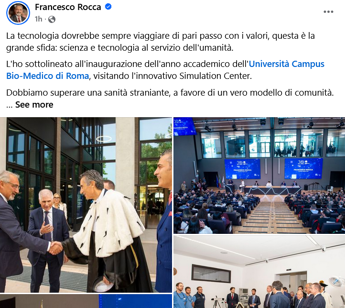 Rocca (Lazio): “Campus biomedico sempre in grado di dare risposte a pazienti”